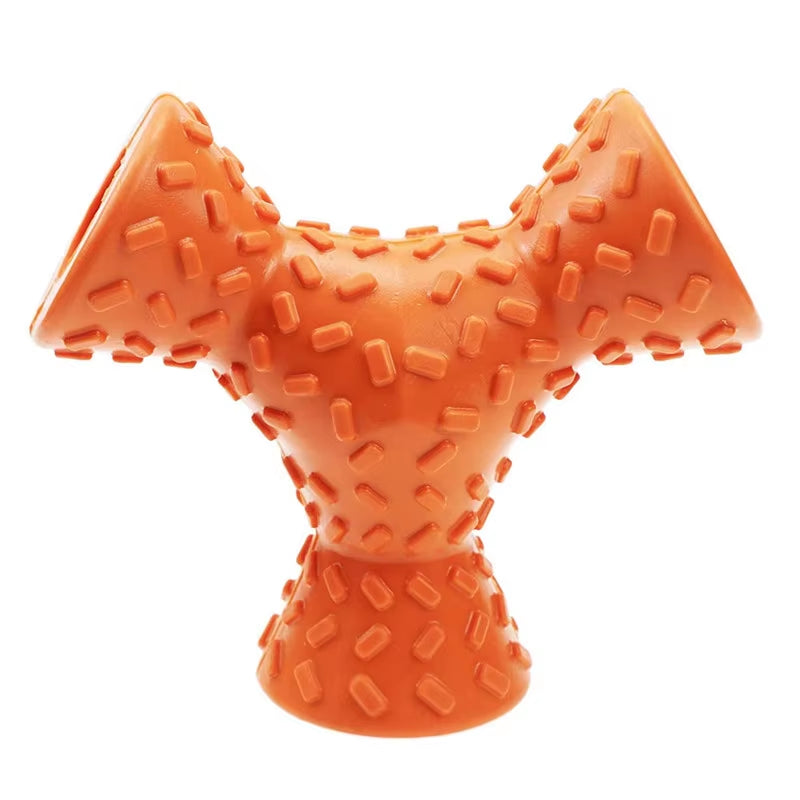 Durable Large Dog Chew Toy - Interactive 3-Sided Rubber Puzzle Feeder for Engaging Playtime
