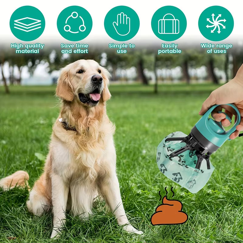 Revolutionary Portable Dog Pooper Scooper - Effortless Waste Pick-Up with Built-In Garbage Bags and No-Touch Design