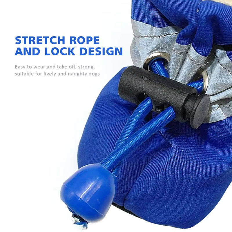 Keep Your Pup Cozy and Stylish This Winter with 4Pcs Waterproof Antiskid Dog Shoes - Perfect for Snow & Rain!