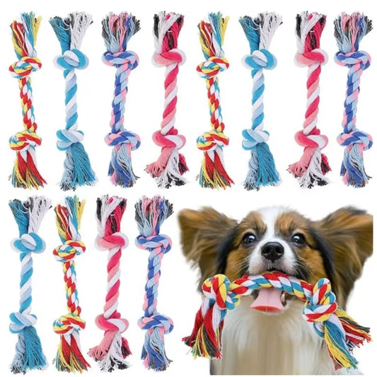 Durable and Safe Dog Toy: Molar Bite-Resistant Cotton Rope Knot for Small Dogs and Puppies - Perfect for Chewing and Dental Care