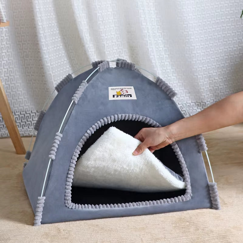 Cozy & Versatile Foldable Cat House - Perfect for All Seasons - Outdoor & Indoor Use!