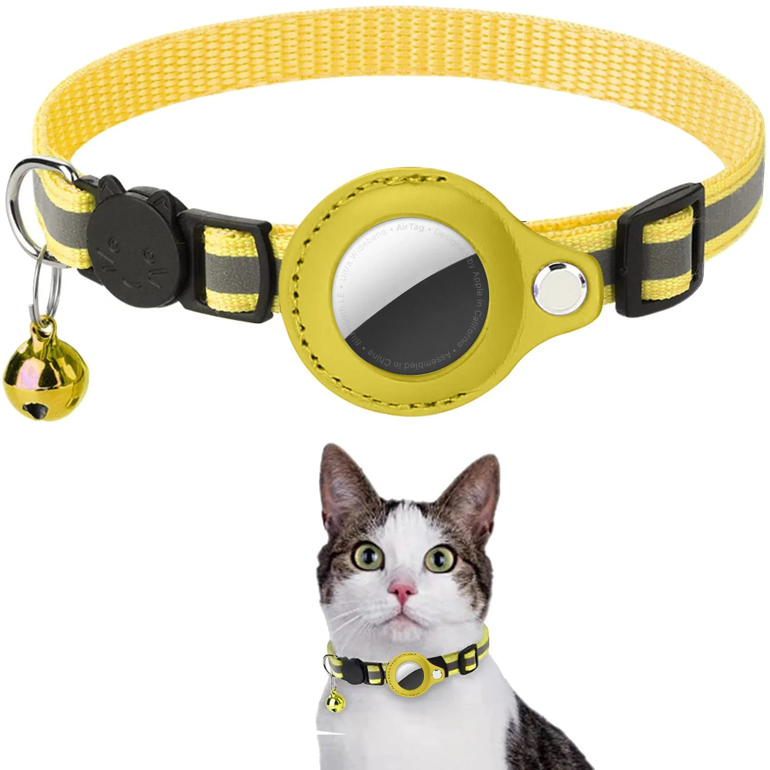 Premium Reflective Cat Collar with AirTag Holder - Adjustable, Breakaway Design & Waterproof with Bell