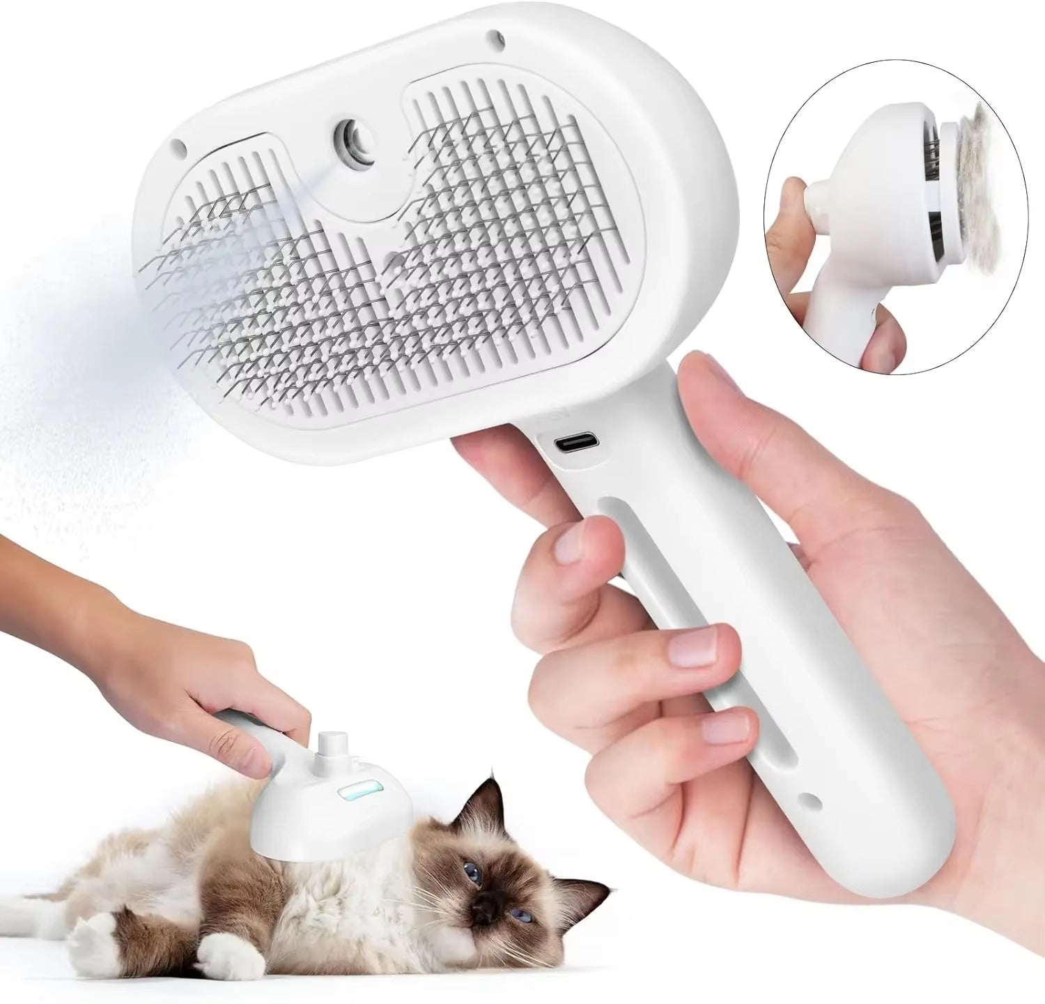 Revolutionary 3-in-1 Cat Steam Brush: Electric Spray Grooming Comb for Effortless Hair Removal and Relaxing Massage