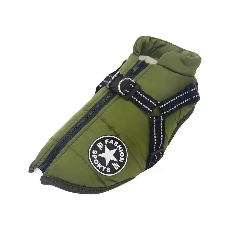 Stay Cozy and Stylish: Waterproof Winter Dog Jacket with Harness for Large Breeds like Labrador and French Bulldog