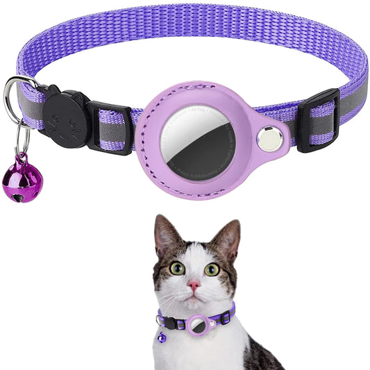 Premium Reflective Cat Collar with AirTag Holder - Adjustable, Breakaway Design & Waterproof with Bell