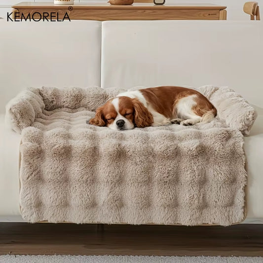 Indulge Your Pup with the Luxurious Thickened Warm Imitation Rabbit Fur Dog Bed - Plush Pet Mattress with Pillow, Scratch-Resistant and Anti-Slip for Medium Dogs