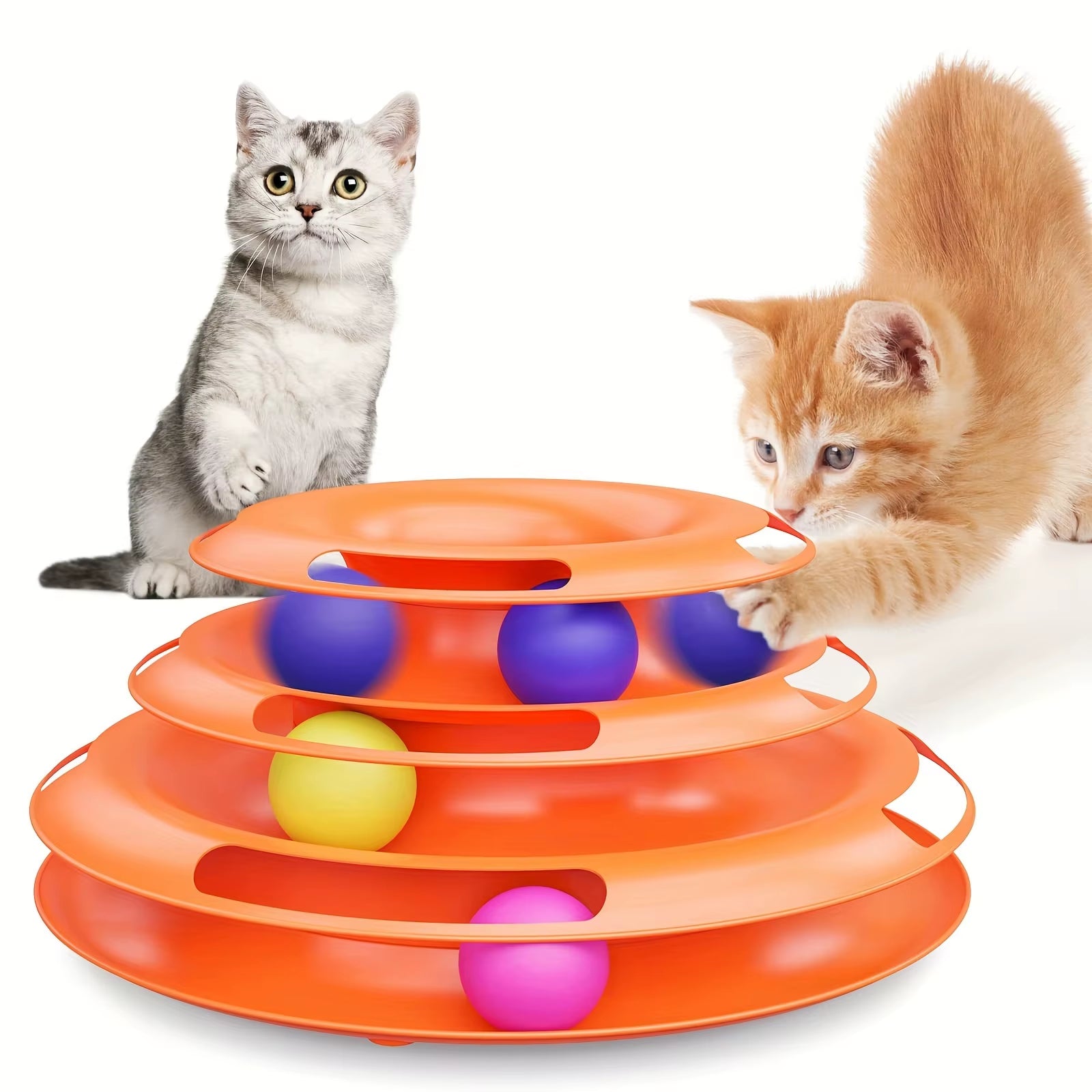 Engaging 3 Layer Interactive Cat Toy Tower with Colorful Balls - The Ultimate Mental and Physical Exerciser for Active Cats