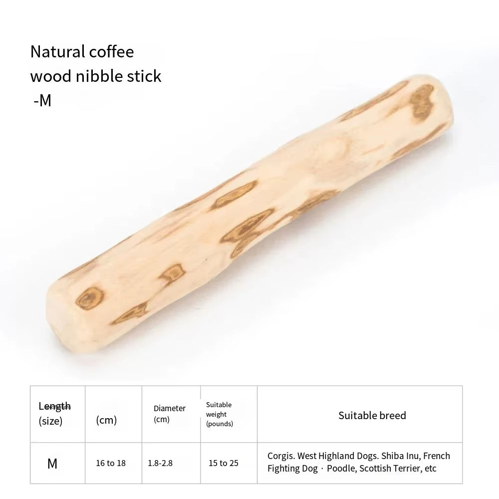 Natural Coffee Wood Dog Chew Toy - Long-Lasting Stress Relief Stick for Puppies and Adult Dogs