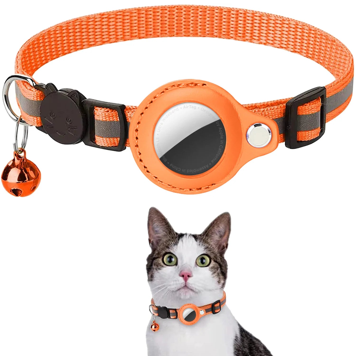 Premium Reflective Cat Collar with AirTag Holder - Adjustable, Breakaway Design & Waterproof with Bell