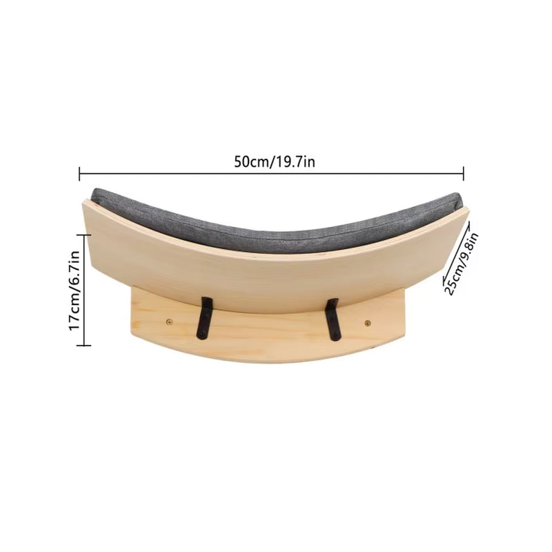 Elevate Your Cat's Playtime with Our Stylish Wooden Wall-Mounted Cat Tree Featuring Sisal Scratching Post and Cozy Hammock