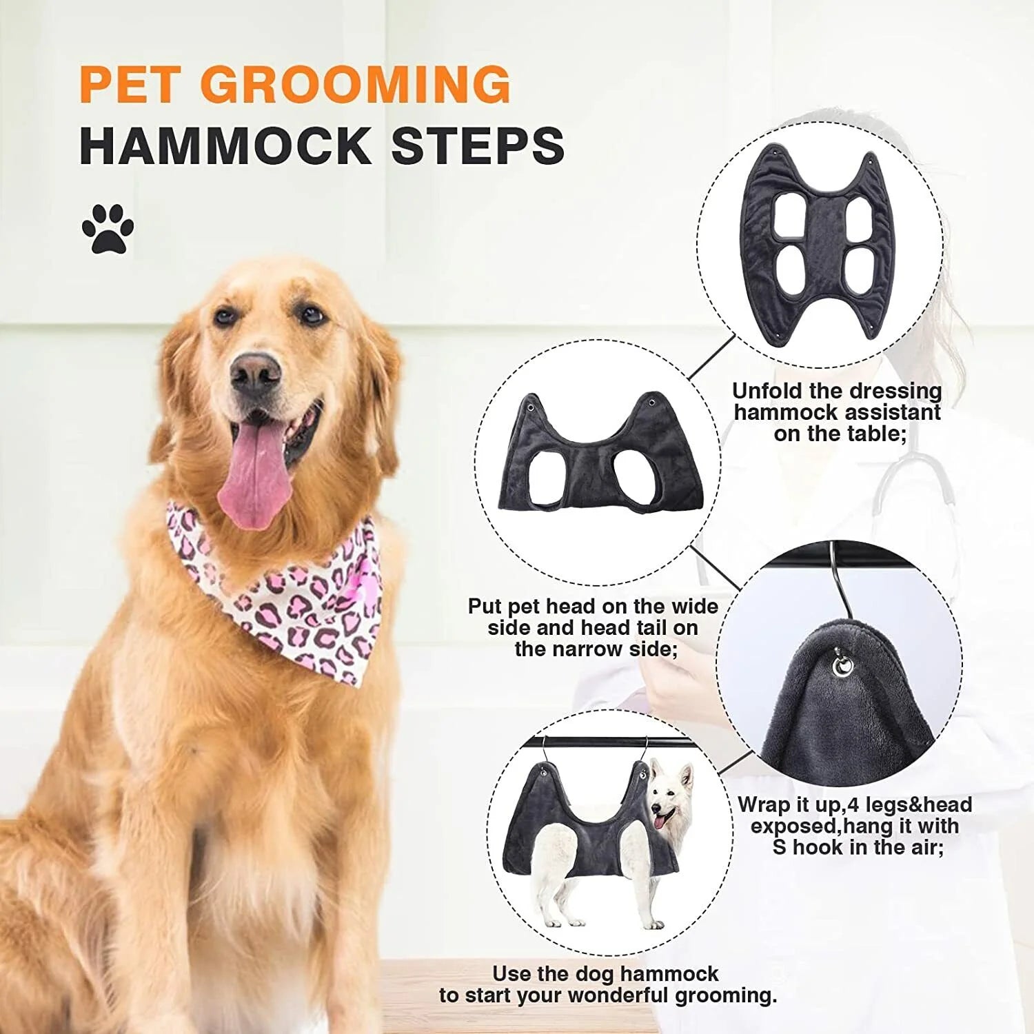 Transform Your Pet Grooming Experience with the Portable Dog and Cat Grooming Hammock - Breathable and Easy to Use!
