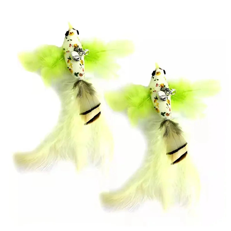 Exciting Simulation Bird Interactive Cat Stick Toy with Furry Feathers and Bell - Perfect for Engaging Playtime!