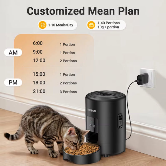 Smart Automatic Pet Feeder 2L - Wi-Fi Enabled Kibble Dispenser with App Control for Cats and Dogs