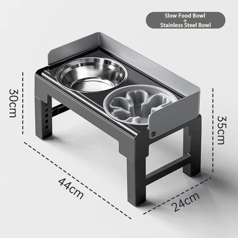 Elevate Your Dog's Dining Experience: 6-Height Adjustable Elevated Bowl Stand with 2 Durable Stainless Steel Bowls - Non-Slip, Spill-Proof Feeder for All Breeds