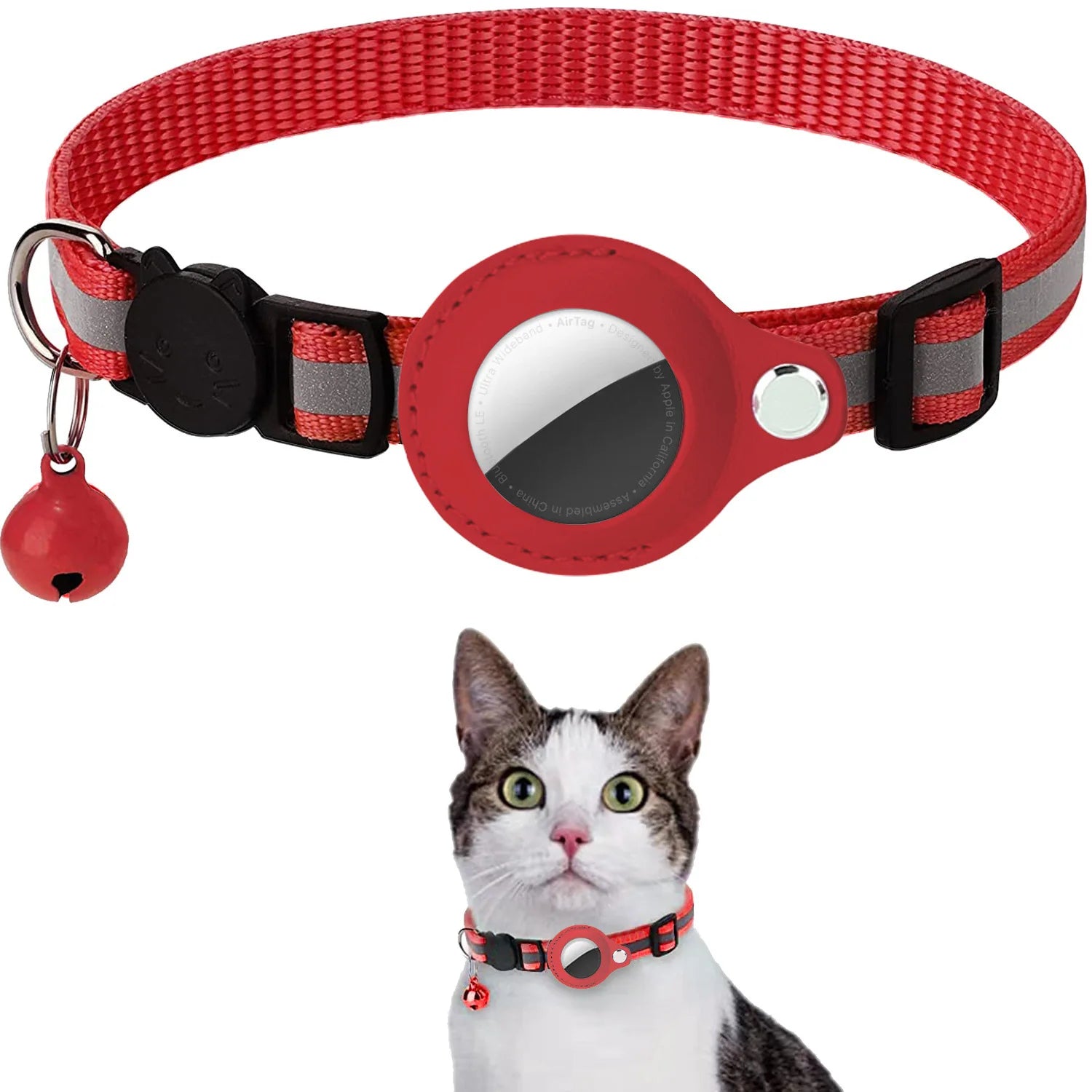 Premium Reflective Cat Collar with AirTag Holder - Adjustable, Breakaway Design & Waterproof with Bell