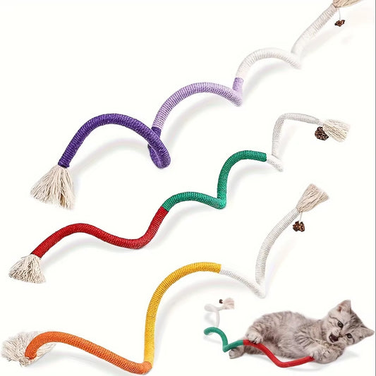 Engaging Cotton Cat Chew Toy for Teeth Cleaning - Interactive Catnip Rope Toys for Indoor Cats and Nibbling Exercise