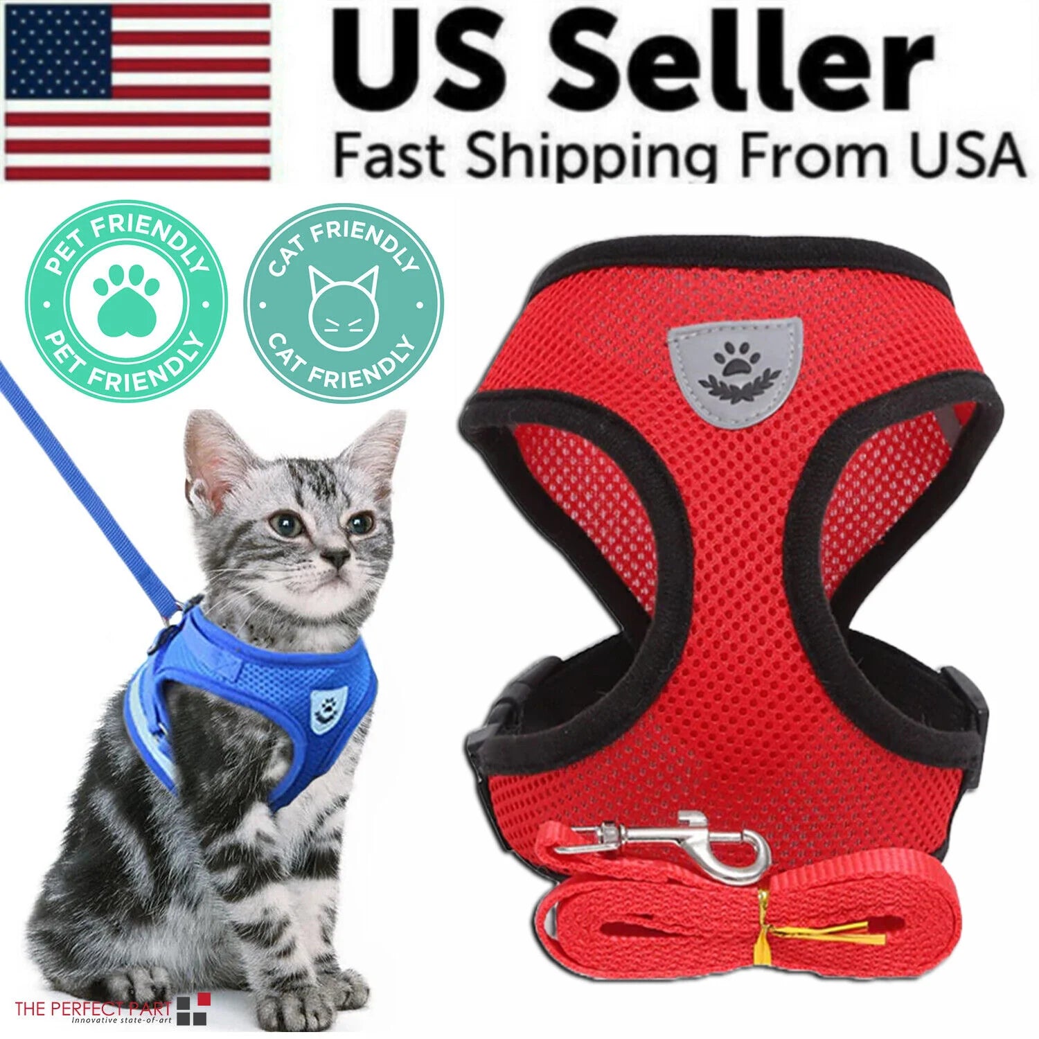 Ultimate Adjustable Reflective Pet Harness for Dogs and Cats - Escape-Proof Control Vest with Leash in S, M, L, XL