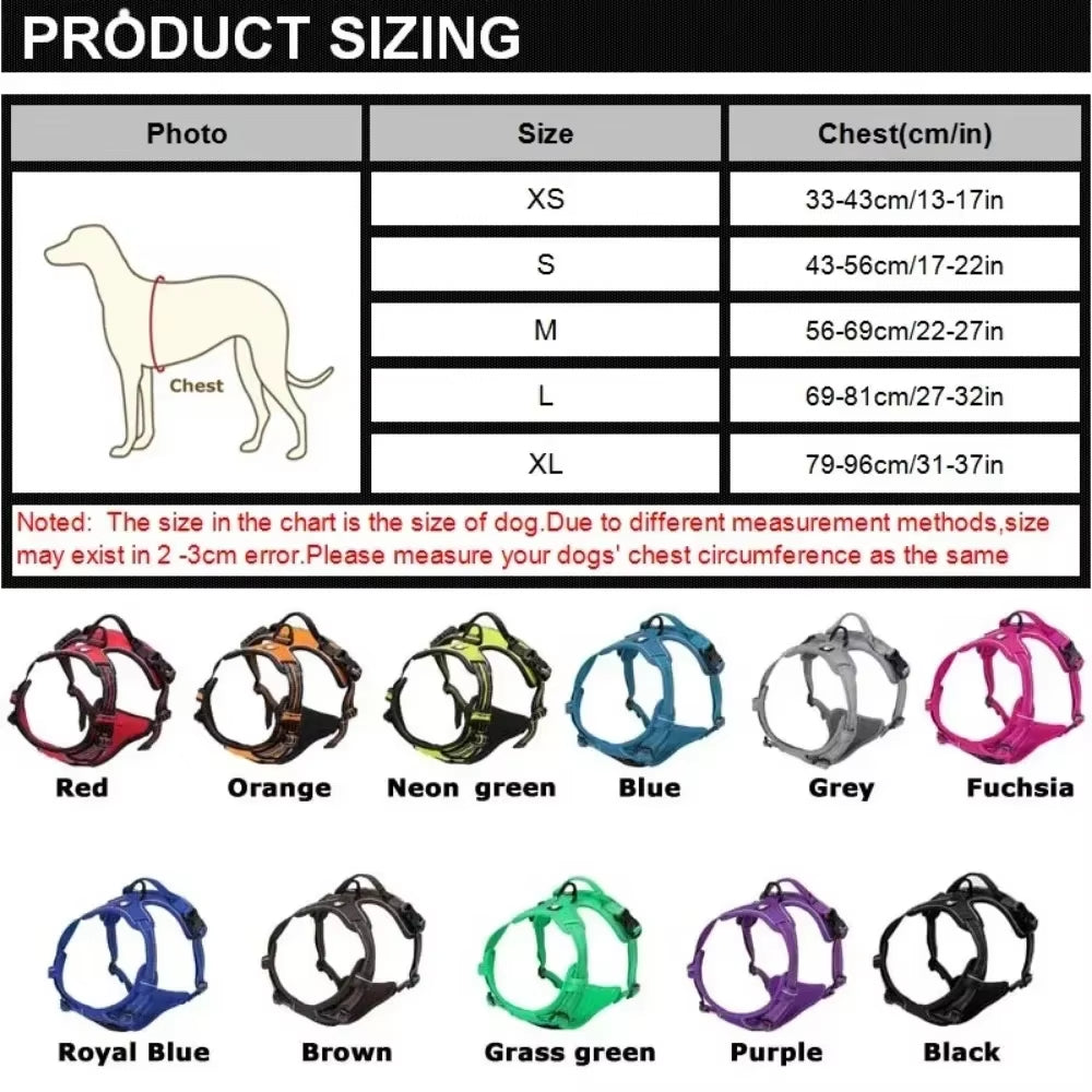 Ultimate Reflective Adjustable Vest Harness for Small to Large Dogs - Breathable Comfort & Safety for Your Pet
