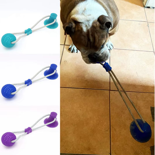 Engaging Dog Interactive Suction Cup Push TPR Ball - Molar Bite Toy with Elastic Ropes for Chewing and Dental Care