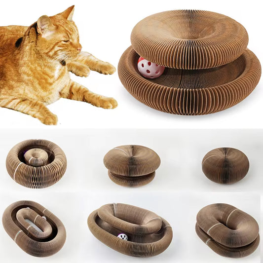 Ultimate Magic Organ Foldable Cat Scratch Board Toy with Bell - Interactive Claw Grinding and Climbing Fun for Cats