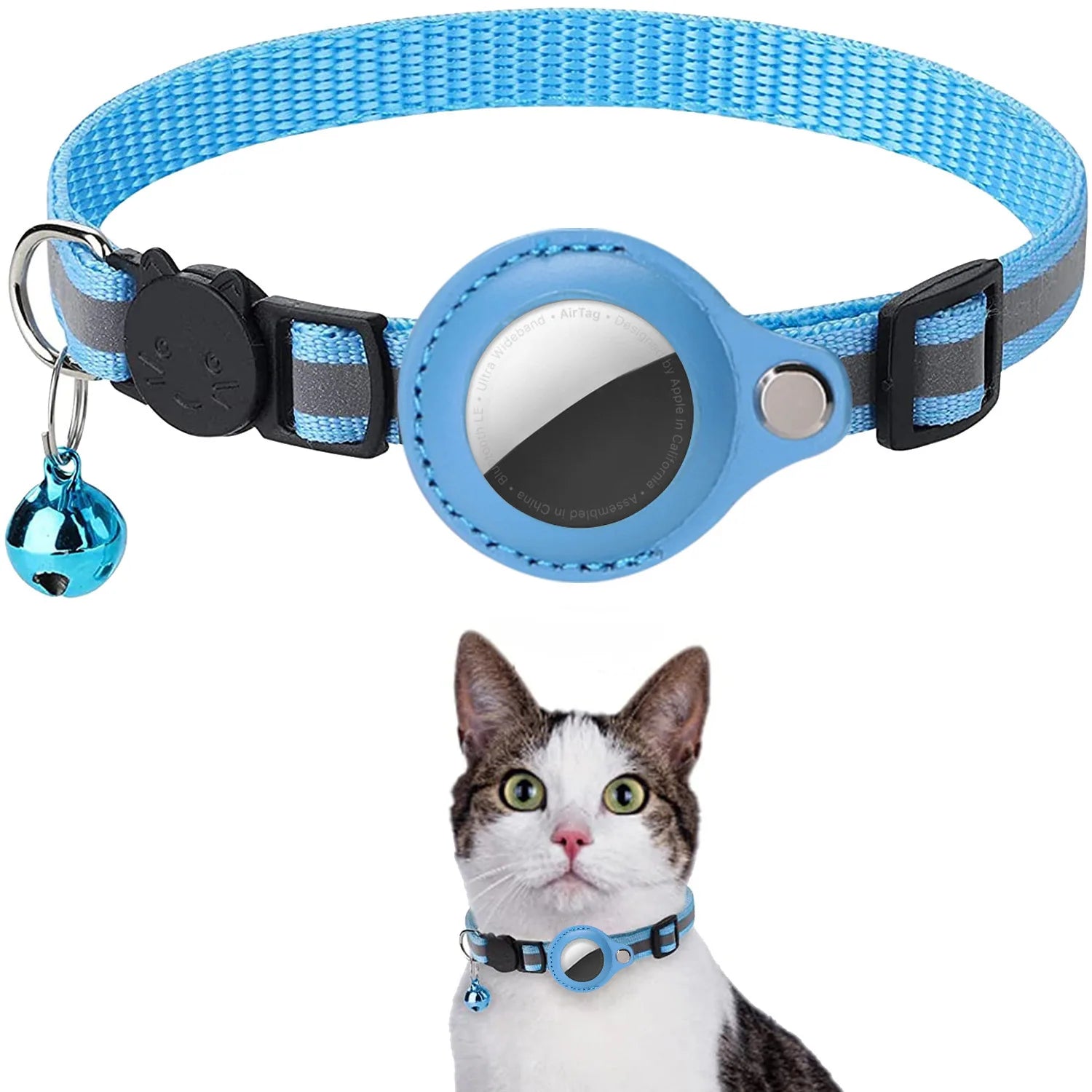 Premium Reflective Cat Collar with AirTag Holder - Adjustable, Breakaway Design & Waterproof with Bell