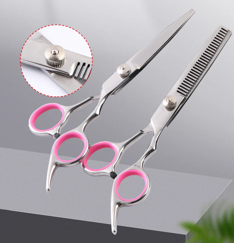 Professional Pet Dog Grooming Scissors Set - Stainless Steel Straight, Curved, and Thinning Shears with Trimmer Kits
