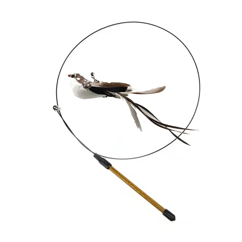 Exciting Simulation Bird Interactive Cat Stick Toy with Furry Feathers and Bell - Perfect for Engaging Playtime!