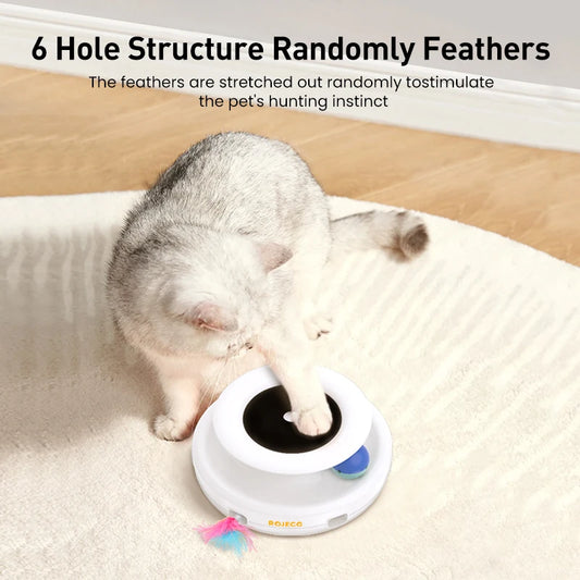 Exciting 2 in 1 Automatic Cat Teaser Toy with Feather and Fun Ball - Interactive Playtime for Your Feline Friend!