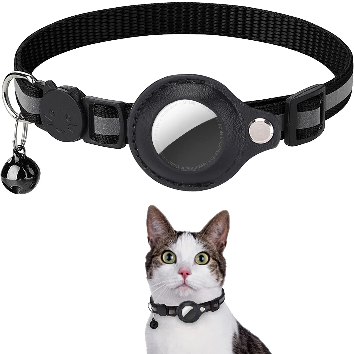 Premium Reflective Cat Collar with AirTag Holder - Adjustable, Breakaway Design & Waterproof with Bell