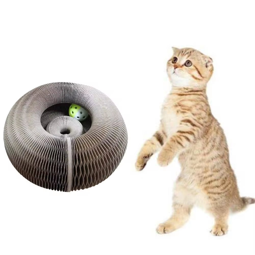 Ultimate Magic Organ Foldable Cat Scratch Board Toy with Bell - Interactive Claw Grinding and Climbing Fun for Cats