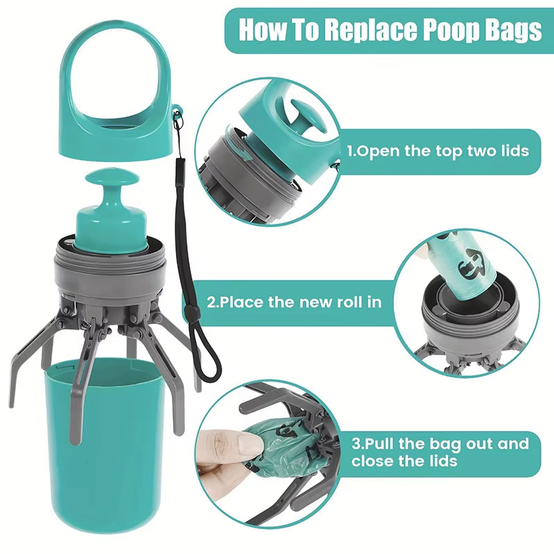 Revolutionary Portable Dog Pooper Scooper - Effortless Waste Pick-Up with Built-In Garbage Bags and No-Touch Design