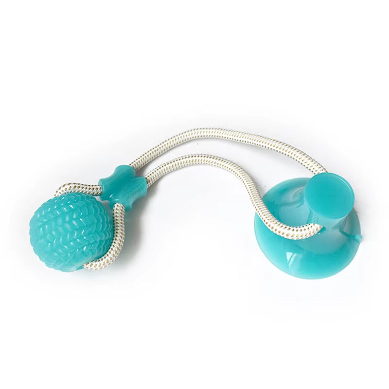 Engaging Dog Interactive Suction Cup Push TPR Ball - Molar Bite Toy with Elastic Ropes for Chewing and Dental Care