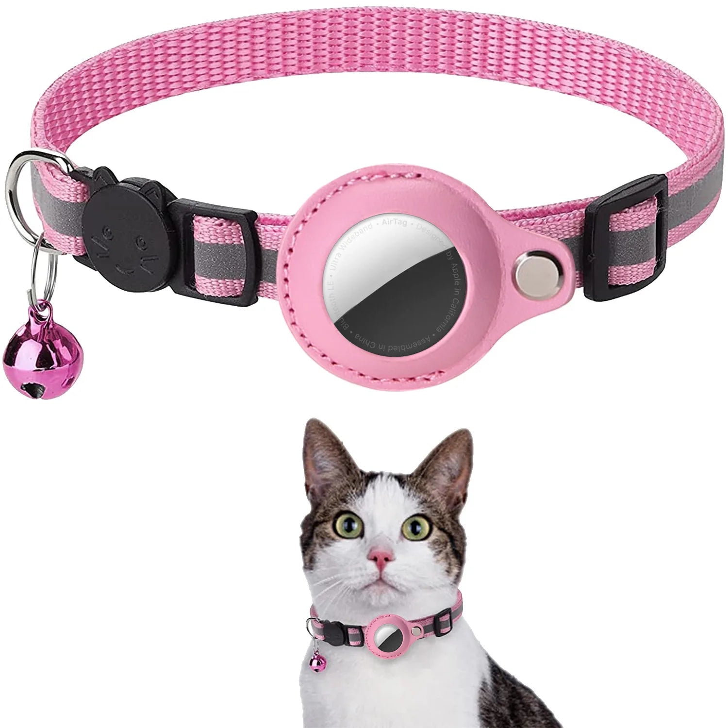 Premium Reflective Cat Collar with AirTag Holder - Adjustable, Breakaway Design & Waterproof with Bell
