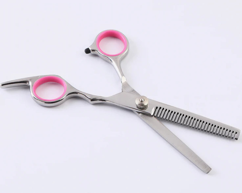 Professional Pet Dog Grooming Scissors Set - Stainless Steel Straight, Curved, and Thinning Shears with Trimmer Kits