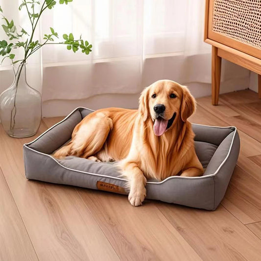 Luxurious Four Season Square Dog Bed - Waterproof, Bite-Resistant, and Soft Mattress for Large Dogs and Cats