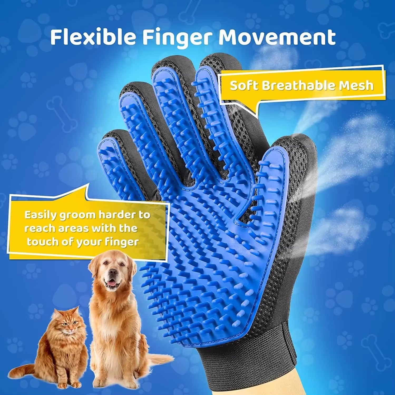 Gentle and Efficient Pet Grooming Glove - Ultimate Hair Remover Mitt for Cats and Dogs