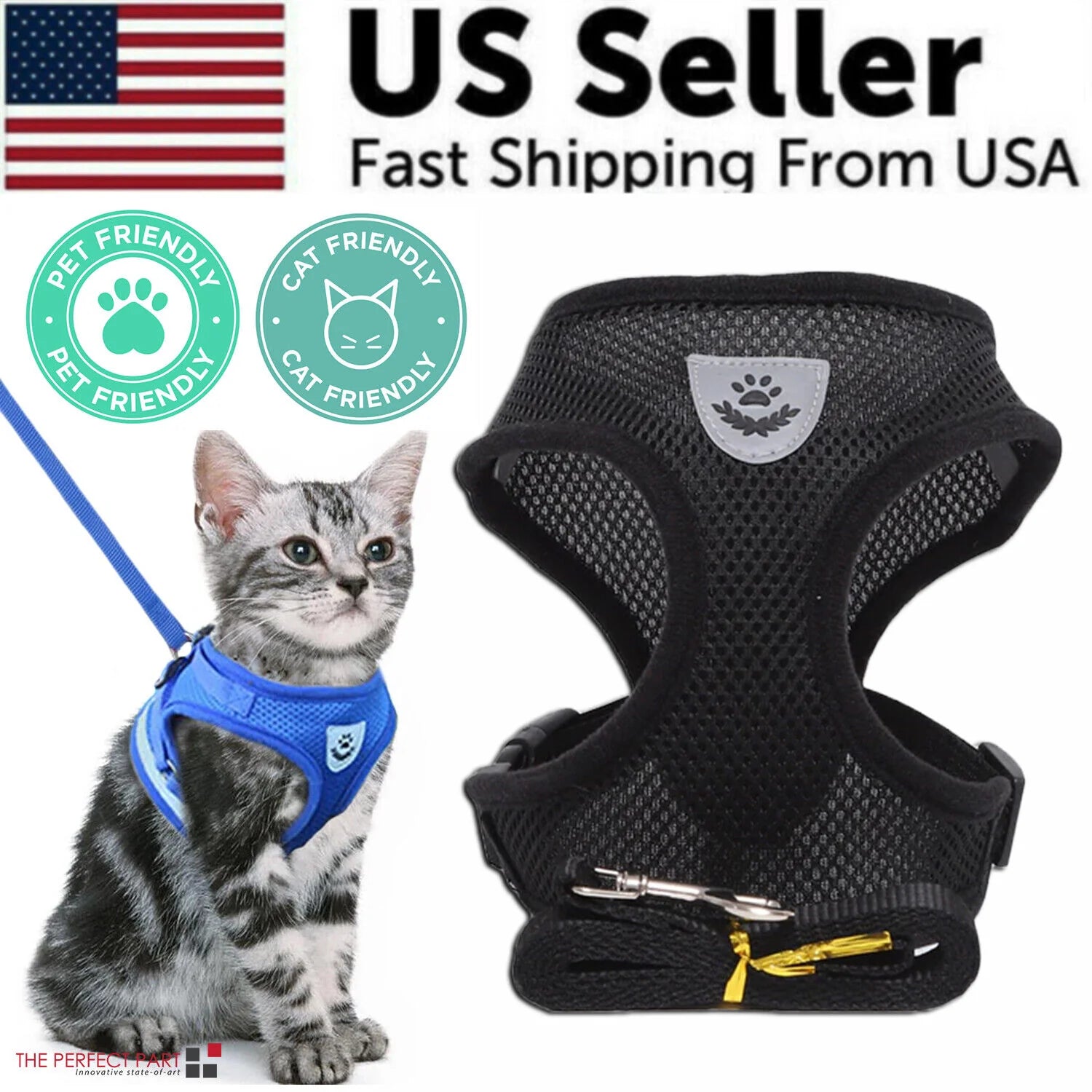 Ultimate Adjustable Reflective Pet Harness for Dogs and Cats - Escape-Proof Control Vest with Leash in S, M, L, XL