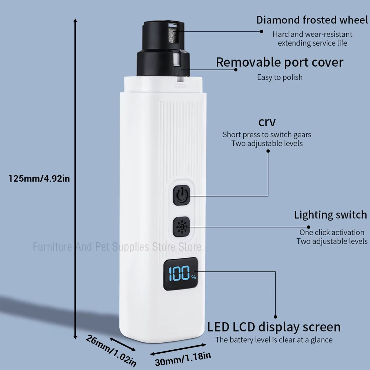 Rechargeable Electric Dog Nail Clippers with LED Light - Quiet and Efficient Nail Grooming for Dogs and Cats