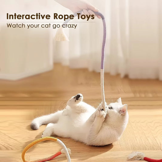 Engaging Cotton Cat Chew Toy for Teeth Cleaning - Interactive Catnip Rope Toys for Indoor Cats and Nibbling Exercise