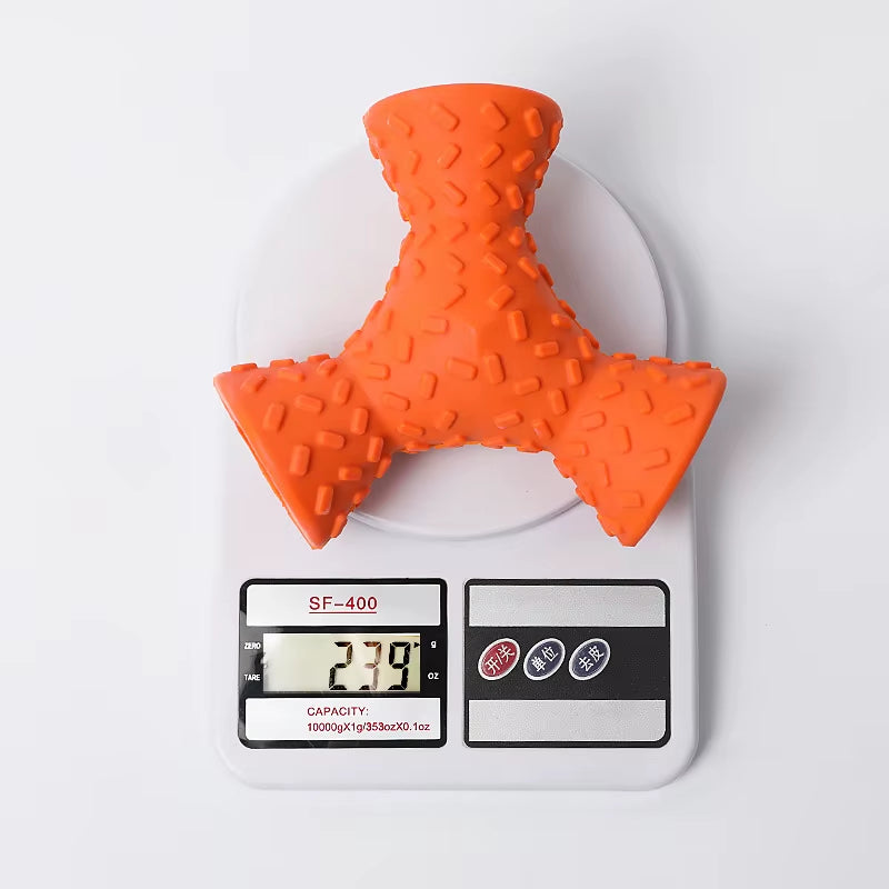 Durable Large Dog Chew Toy - Interactive 3-Sided Rubber Puzzle Feeder for Engaging Playtime