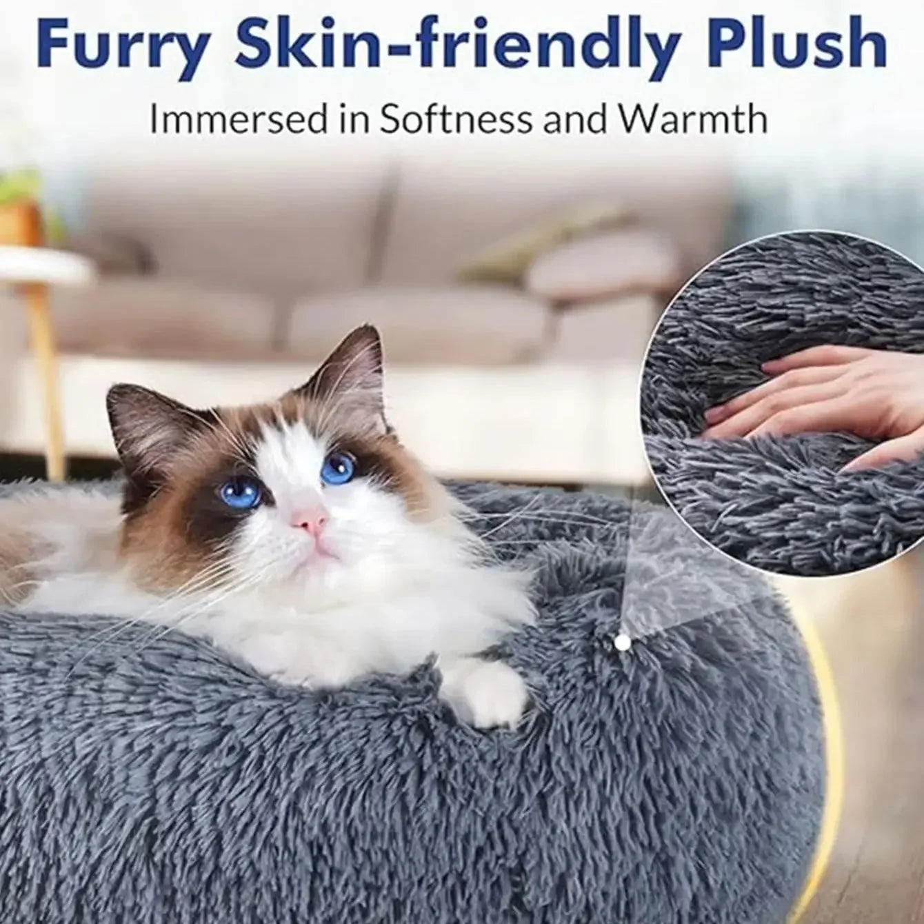 Cozy Plush Pet Bed for Large Dogs and Cats - 40-90Cm Round Design for Ultimate Comfort and Warmth