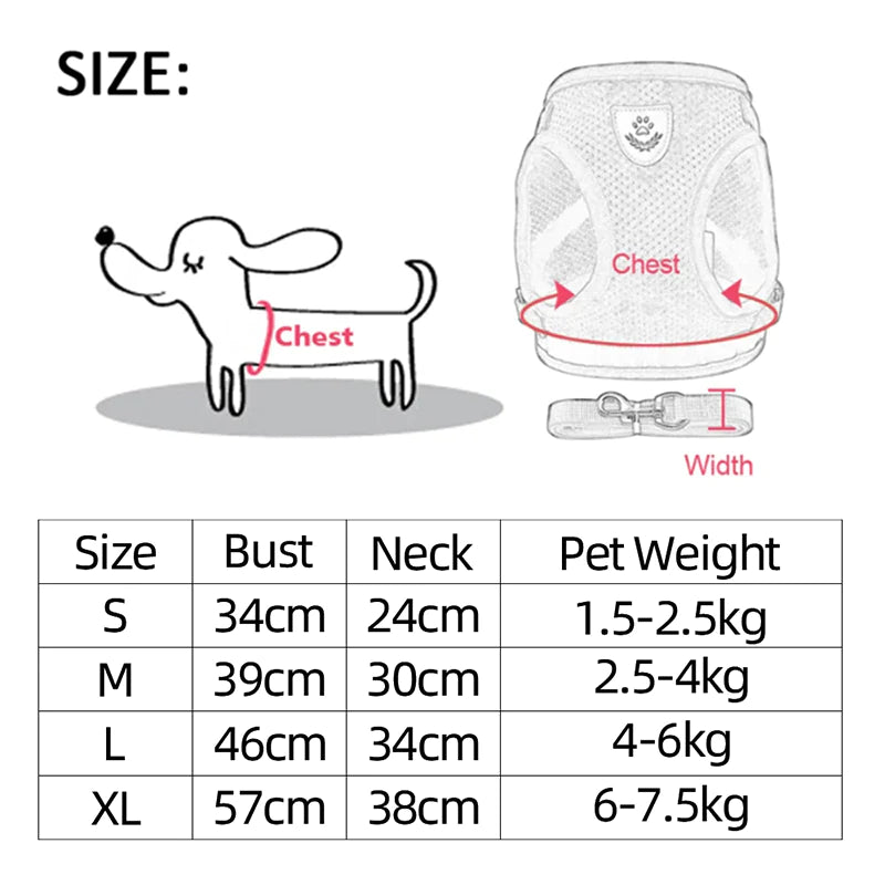 Ultimate Adjustable Reflective Pet Harness for Dogs and Cats - Escape-Proof Control Vest with Leash in S, M, L, XL