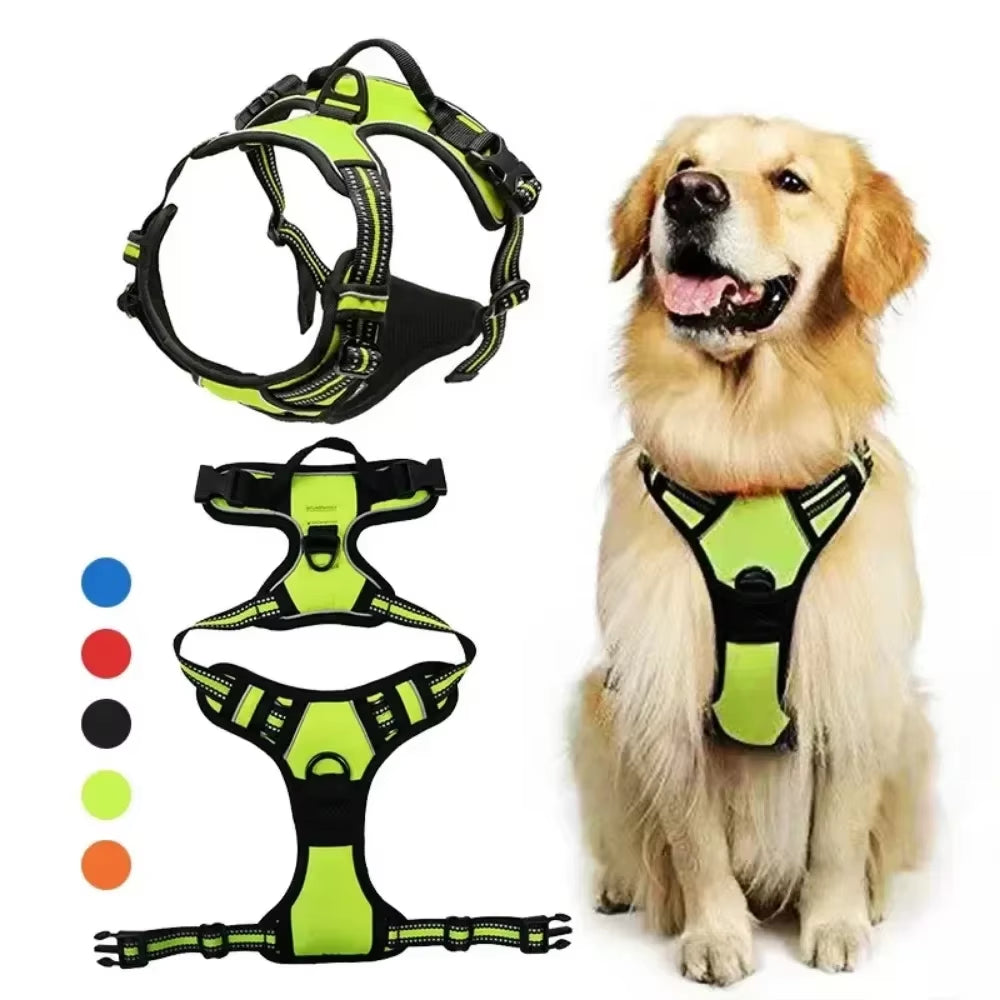 Ultimate Reflective Adjustable Vest Harness for Small to Large Dogs - Breathable Comfort & Safety for Your Pet