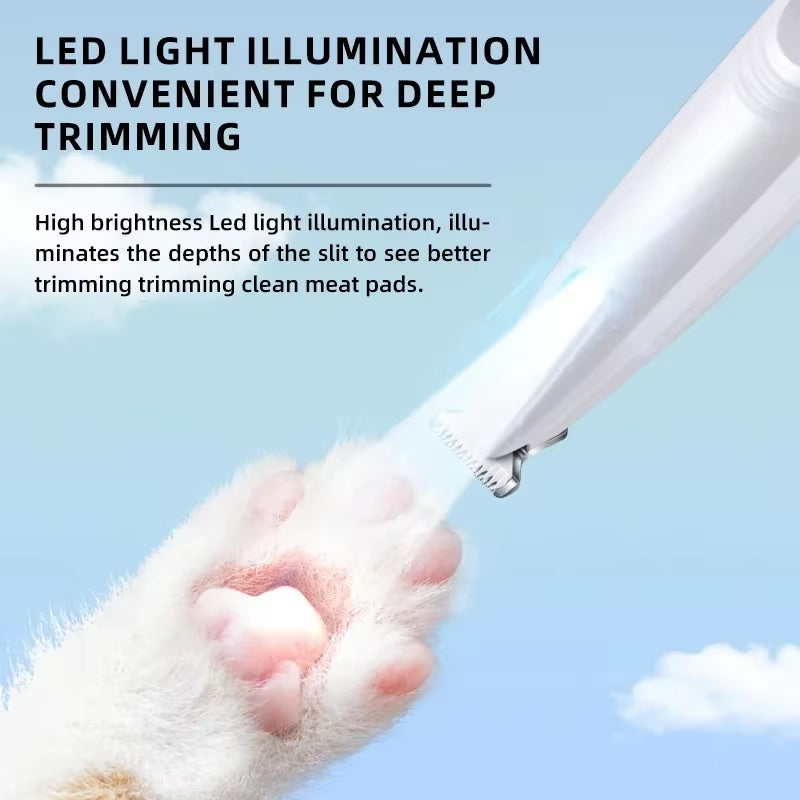 Revolutionary Type C Dog Paw Trimmer with LED Light - Waterproof and Smart Pet Hair Clippers for Effortless Grooming