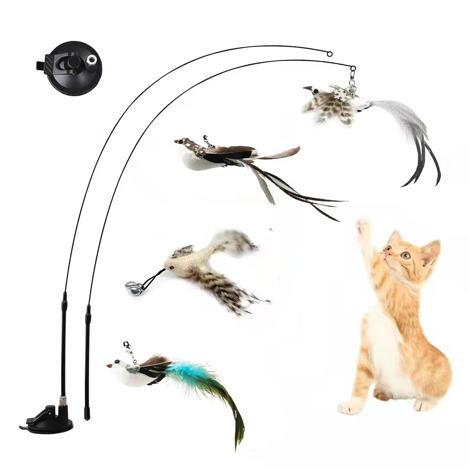 Exciting Simulation Bird Interactive Cat Stick Toy with Furry Feathers and Bell - Perfect for Engaging Playtime!