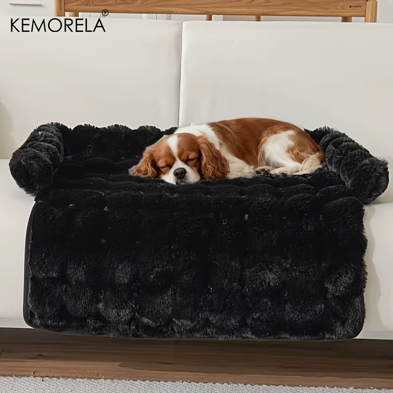 Indulge Your Pup with the Luxurious Thickened Warm Imitation Rabbit Fur Dog Bed - Plush Pet Mattress with Pillow, Scratch-Resistant and Anti-Slip for Medium Dogs