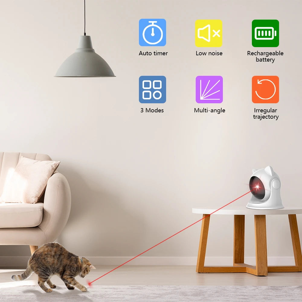 Engaging Automatic Cat Laser Toy - Rechargeable, Interactive, and Adjustable Speed Modes for Endless Fun!