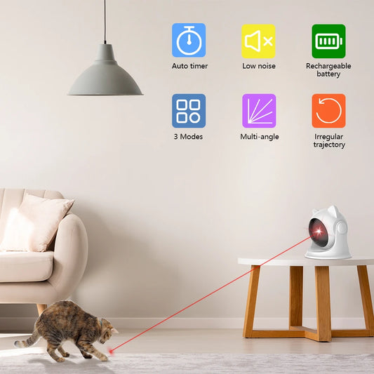 Engaging Automatic Cat Laser Toy - Rechargeable, Interactive, and Adjustable Speed Modes for Endless Fun!