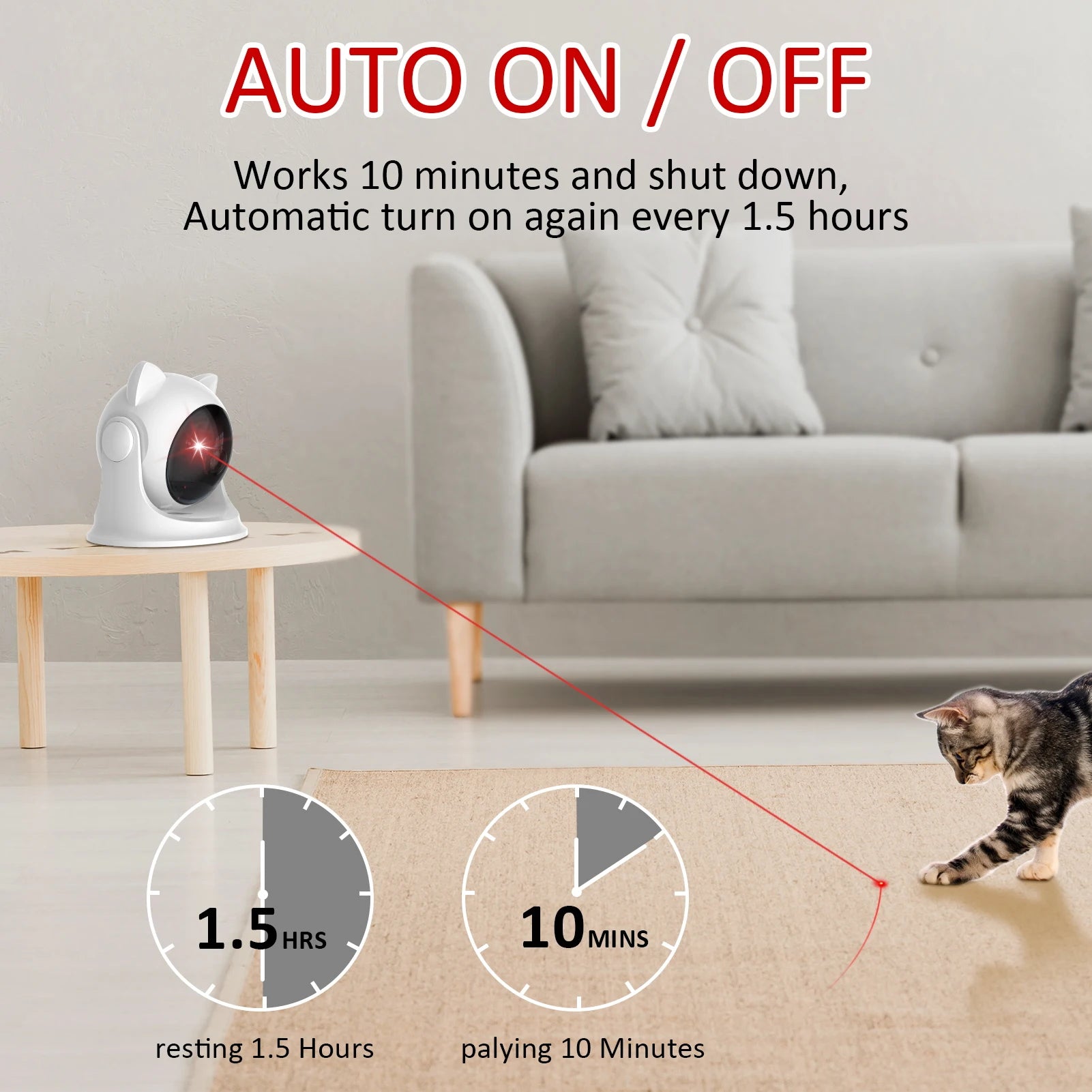 Engaging Automatic Cat Laser Toy - Rechargeable, Interactive, and Adjustable Speed Modes for Endless Fun!