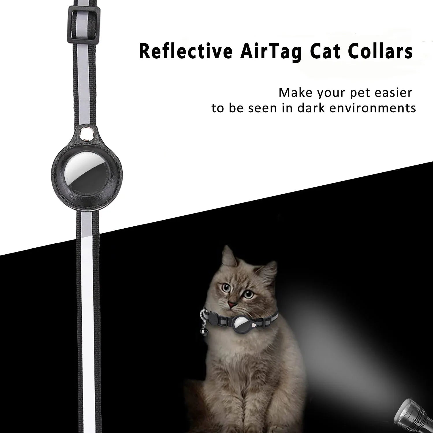 Premium Reflective Cat Collar with AirTag Holder - Adjustable, Breakaway Design & Waterproof with Bell
